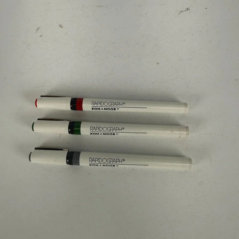 Vintage Koh-I-Noor Rapidograph Technical Pens Set of 3 Sizes .35 .60 .80 USA